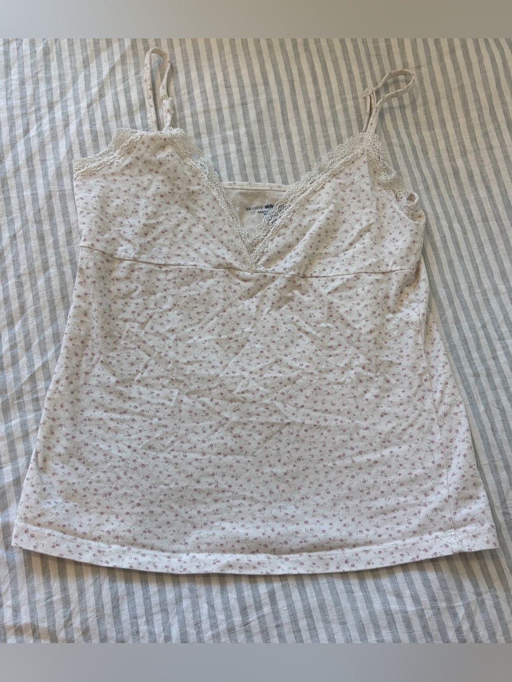 Brandy Melville Cream Floral Lace-Trim Camisole